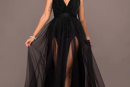 Women'S Sexy Deep V Neck Split Cocktail Party Formal Bridesmaid Maxi Dress