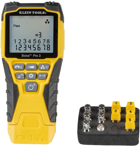 VDV501-851 Cable Tester Kit with Scout Pro 3 for Ethernet / Data, Coax / Video and Phone Cables, 5 Locator Remotes, Yellow